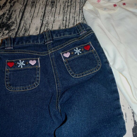 Gymboree Winter Snowflake 3T Bodysuit Adjustable Waist Jeans Outfit NWT - Picture 2 of 4
